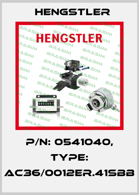 p/n: 0541040, Type: AC36/0012ER.41SBB Hengstler