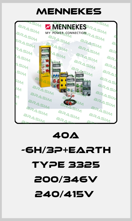 40A -6H/3P+EARTH TYPE 3325 200/346V 240/415V  Mennekes