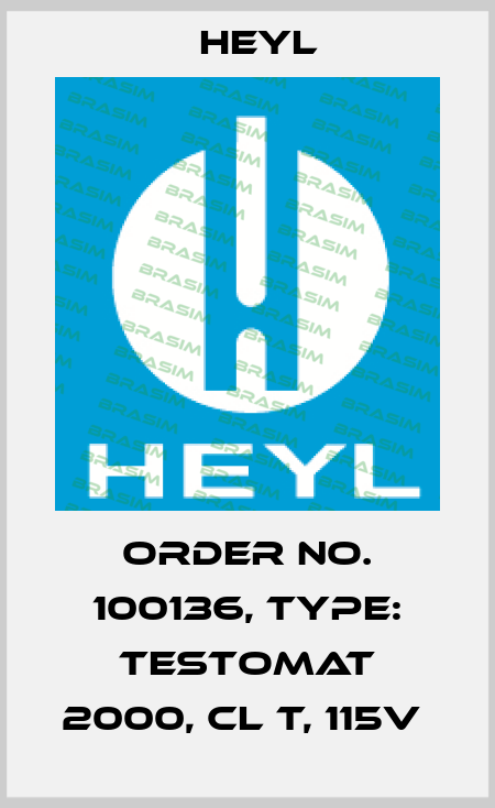 Order No. 100136, Type: Testomat 2000, Cl T, 115V  Heyl