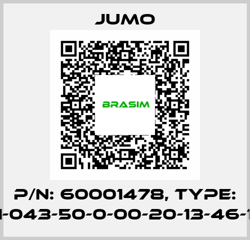 p/n: 60001478, Type: 603021/20-1-043-50-0-00-20-13-46-150-8-6/000 Jumo