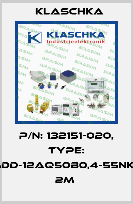 P/N: 132151-020, Type: MDD-12aq50b0,4-55NK2 2m  Klaschka
