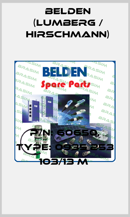 P/N: 60650, Type: 0935 253 103/13 M  Belden (Lumberg / Hirschmann)