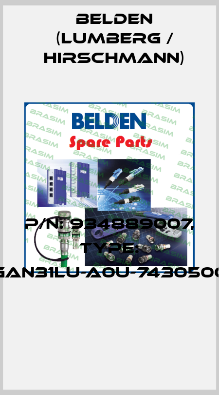 P/N: 934889007, Type: GAN31LU-A0U-7430500  Belden (Lumberg / Hirschmann)