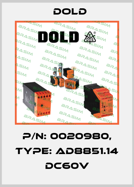 p/n: 0020980, Type: AD8851.14 DC60V Dold