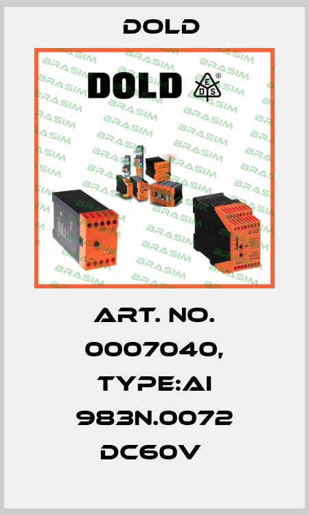 Art. No. 0007040, Type:AI 983N.0072 DC60V  Dold