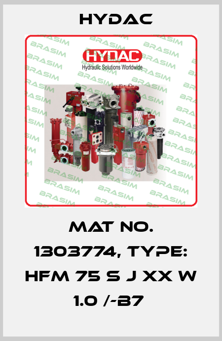 Mat No. 1303774, Type: HFM 75 S J XX W 1.0 /-B7  Hydac