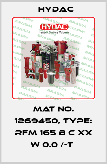 Mat No. 1269450, Type: RFM 165 B C XX W 0.0 /-T  Hydac