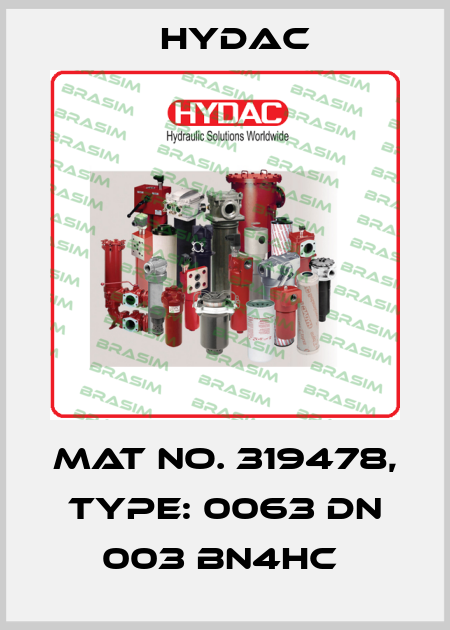 Mat No. 319478, Type: 0063 DN 003 BN4HC  Hydac
