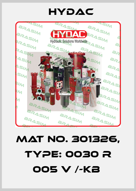 Mat No. 301326, Type: 0030 R 005 V /-KB  Hydac