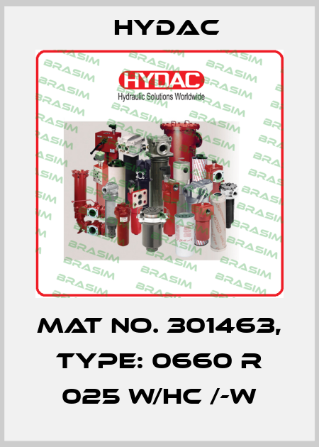 Mat No. 301463, Type: 0660 R 025 W/HC /-W Hydac