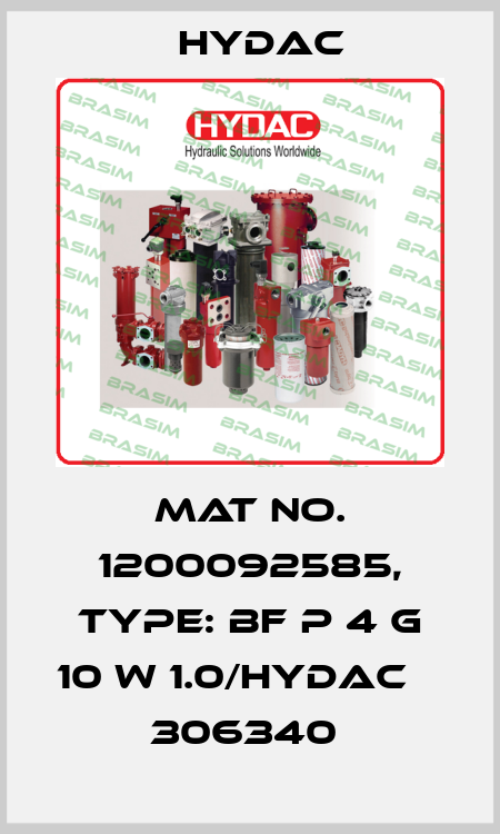 Mat No. 1200092585, Type: BF P 4 G 10 W 1.0/HYDAC                306340  Hydac