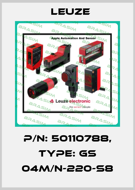 p/n: 50110788, Type: GS 04M/N-220-S8 Leuze