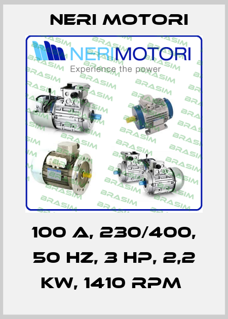 100 A, 230/400, 50 hz, 3 Hp, 2,2 kw, 1410 rpm  Neri Motori