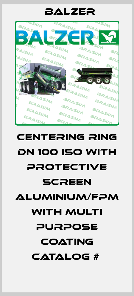 CENTERING RING DN 100 ISO WITH PROTECTIVE SCREEN ALUMINIUM/FPM WITH MULTI PURPOSE COATING CATALOG #  Balzer