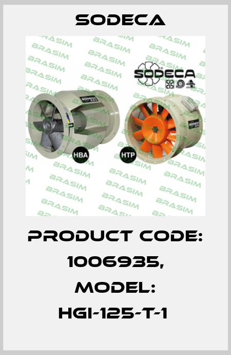Product Code: 1006935, Model: HGI-125-T-1  Sodeca