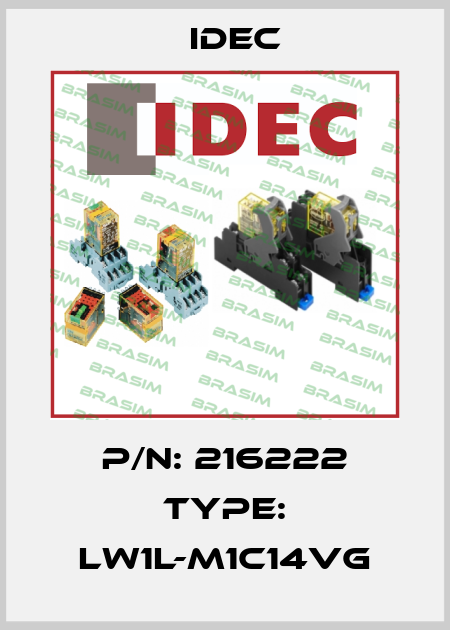 P/N: 216222 Type: LW1L-M1C14VG Idec