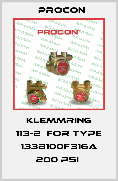 Klemmring 113-2  for Type 133B100F316A 200 PSI  Procon