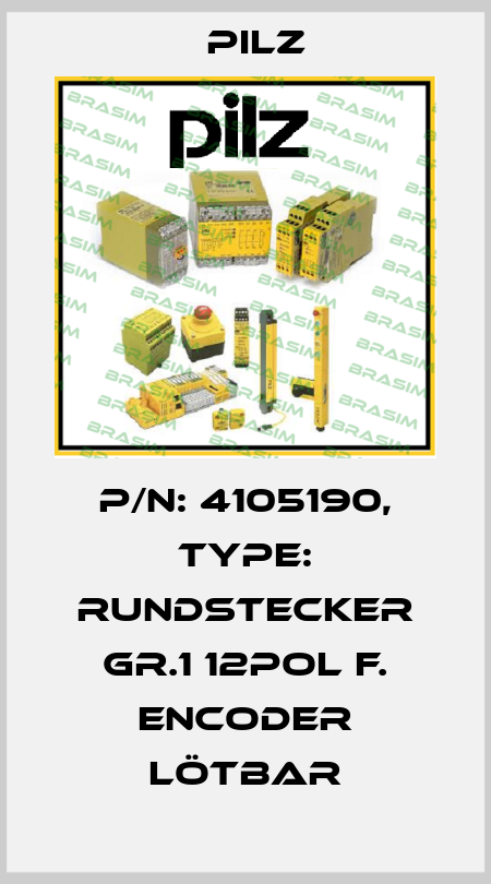 p/n: 4105190, Type: Rundstecker Gr.1 12pol f. Encoder lötbar Pilz