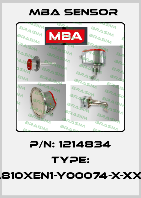 P/N: 1214834 Type: MBA810XEN1-Y00074-X-XXXXX MBA SENSOR