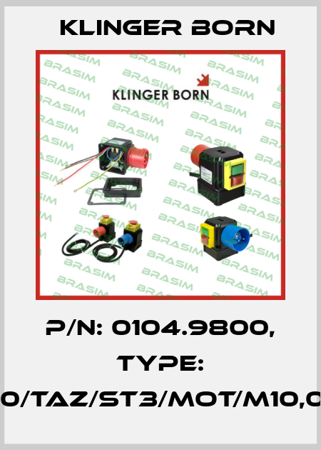 P/N: 0104.9800, Type: K900/TAZ/ST3/Mot/M10,0A/P Klinger Born