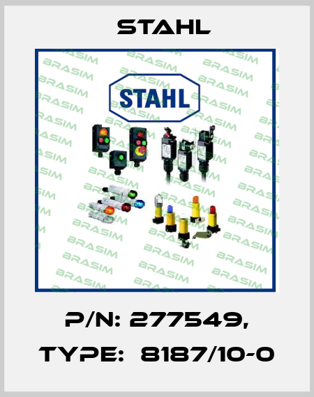 P/N: 277549, Type:  8187/10-0 Stahl