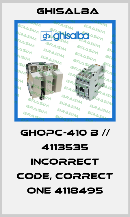 GHOPC-410 B // 4113535 incorrect code, correct one 4118495 Ghisalba