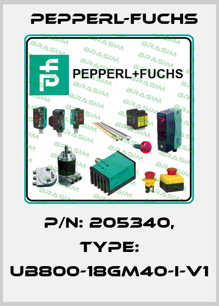 p/n: 205340, Type: UB800-18GM40-I-V1 Pepperl-Fuchs