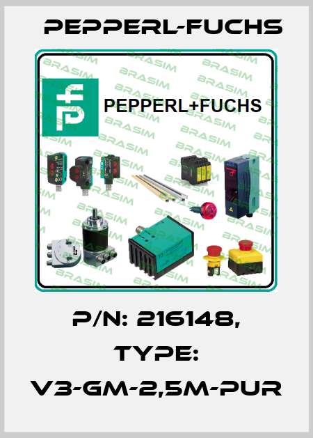 p/n: 216148, Type: V3-GM-2,5M-PUR Pepperl-Fuchs