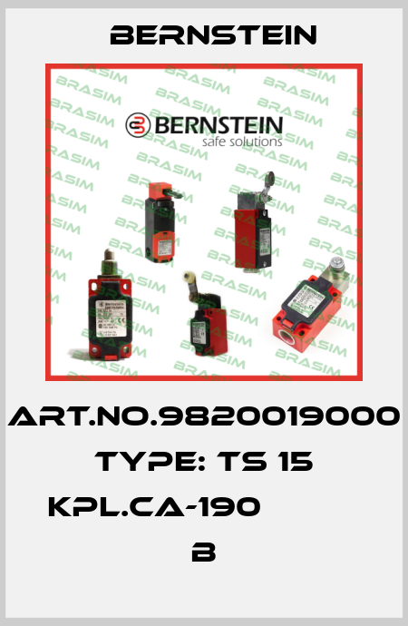 Art.No.9820019000 Type: TS 15 KPL.CA-190             B Bernstein