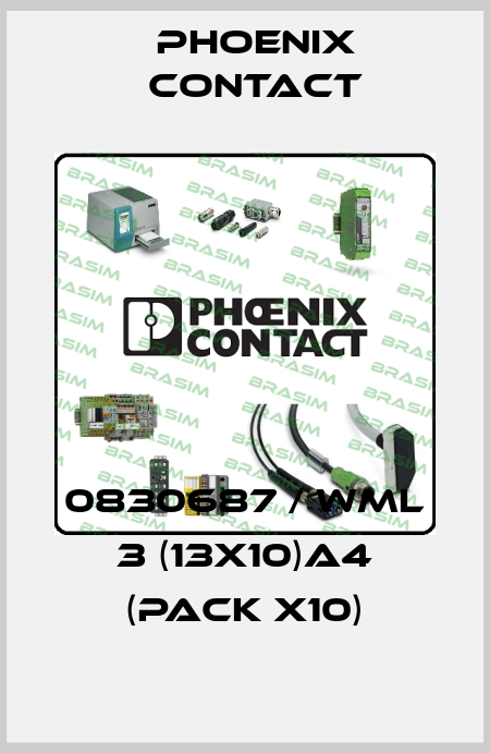 0830687 / WML 3 (13X10)A4 (pack x10) Phoenix Contact