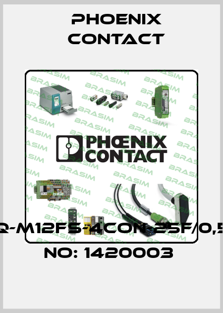 SACC-SQ-M12FS-4CON-25F/0,5-ORDER NO: 1420003  Phoenix Contact