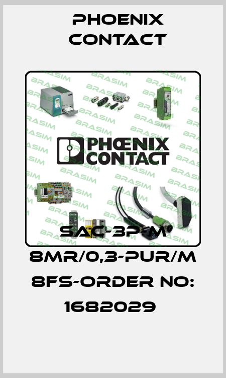 SAC-3P-M 8MR/0,3-PUR/M 8FS-ORDER NO: 1682029  Phoenix Contact