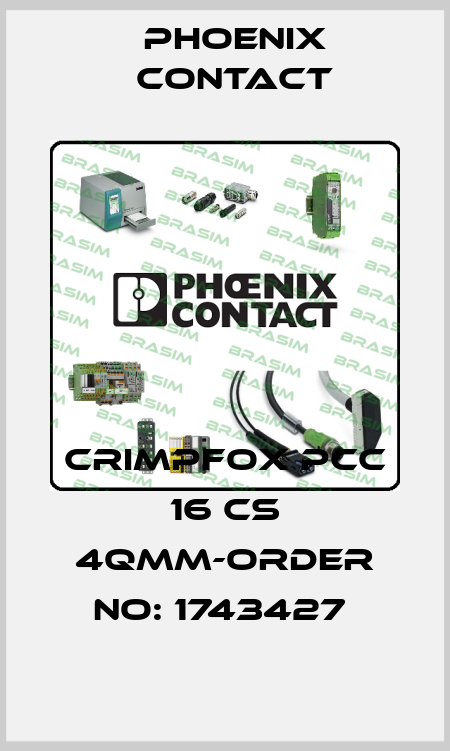 CRIMPFOX PCC 16 CS 4QMM-ORDER NO: 1743427  Phoenix Contact