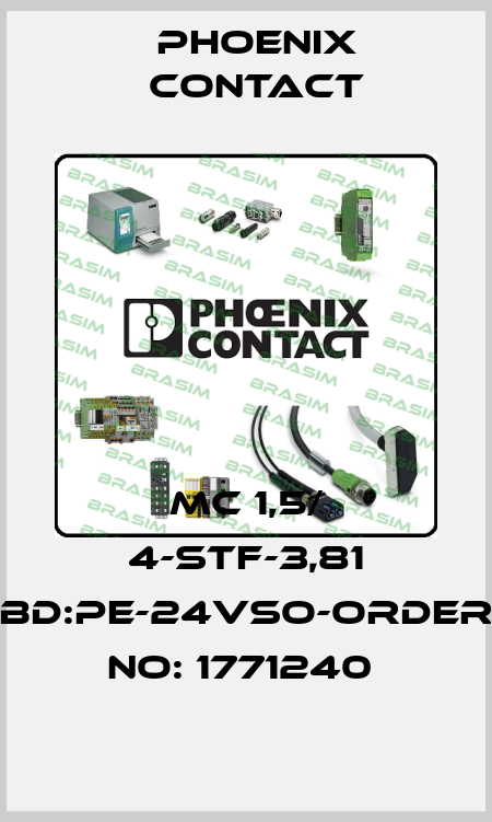 MC 1,5/ 4-STF-3,81 BD:PE-24VSO-ORDER NO: 1771240  Phoenix Contact