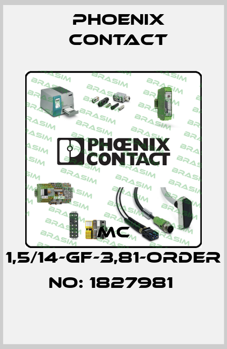 MC 1,5/14-GF-3,81-ORDER NO: 1827981  Phoenix Contact