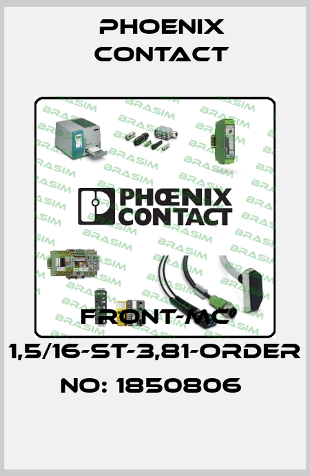 FRONT-MC 1,5/16-ST-3,81-ORDER NO: 1850806  Phoenix Contact