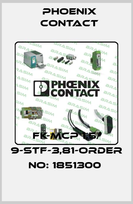 FK-MCP 1,5/ 9-STF-3,81-ORDER NO: 1851300  Phoenix Contact