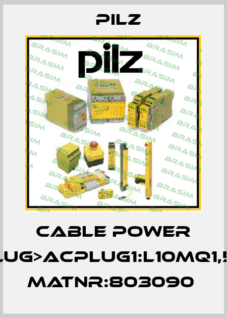 Cable Power DD4plug>ACplug1:L10mQ1,5BrSK MatNr:803090  Pilz