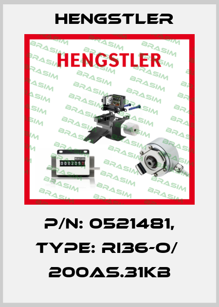 p/n: 0521481, Type: RI36-O/  200AS.31KB Hengstler