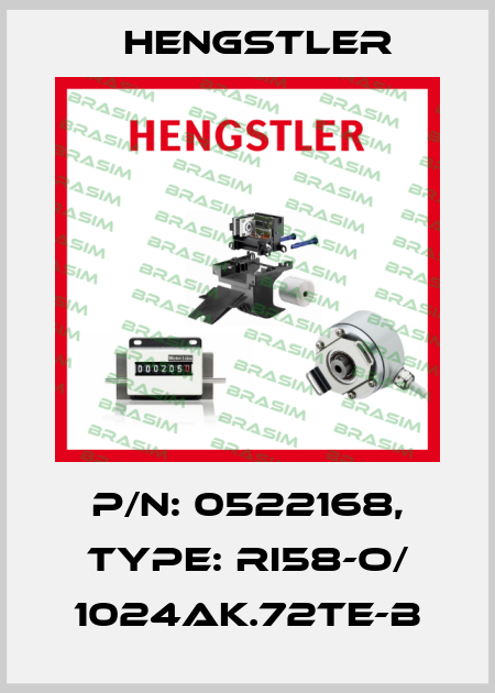 p/n: 0522168, Type: RI58-O/ 1024AK.72TE-B Hengstler