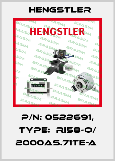 P/N: 0522691, Type:  RI58-O/ 2000AS.71TE-A  Hengstler