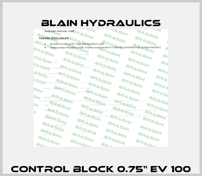 Control block 0.75“ EV 100 Blain Hydraulics