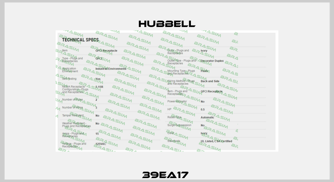 39EA17  Hubbell