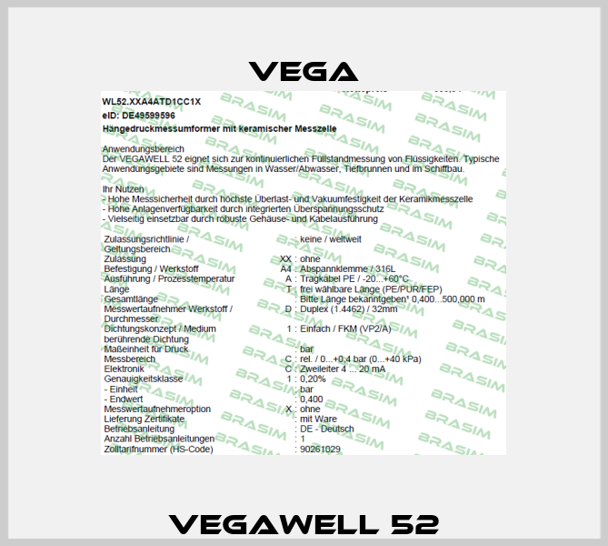 VEGAWELL 52 Vega