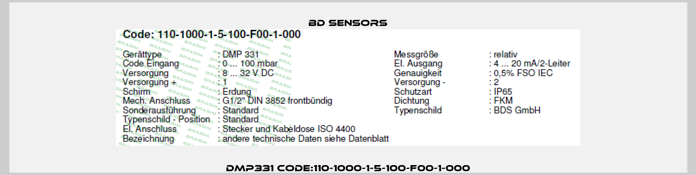 DMP331 Code:110-1000-1-5-100-F00-1-000 Bd Sensors