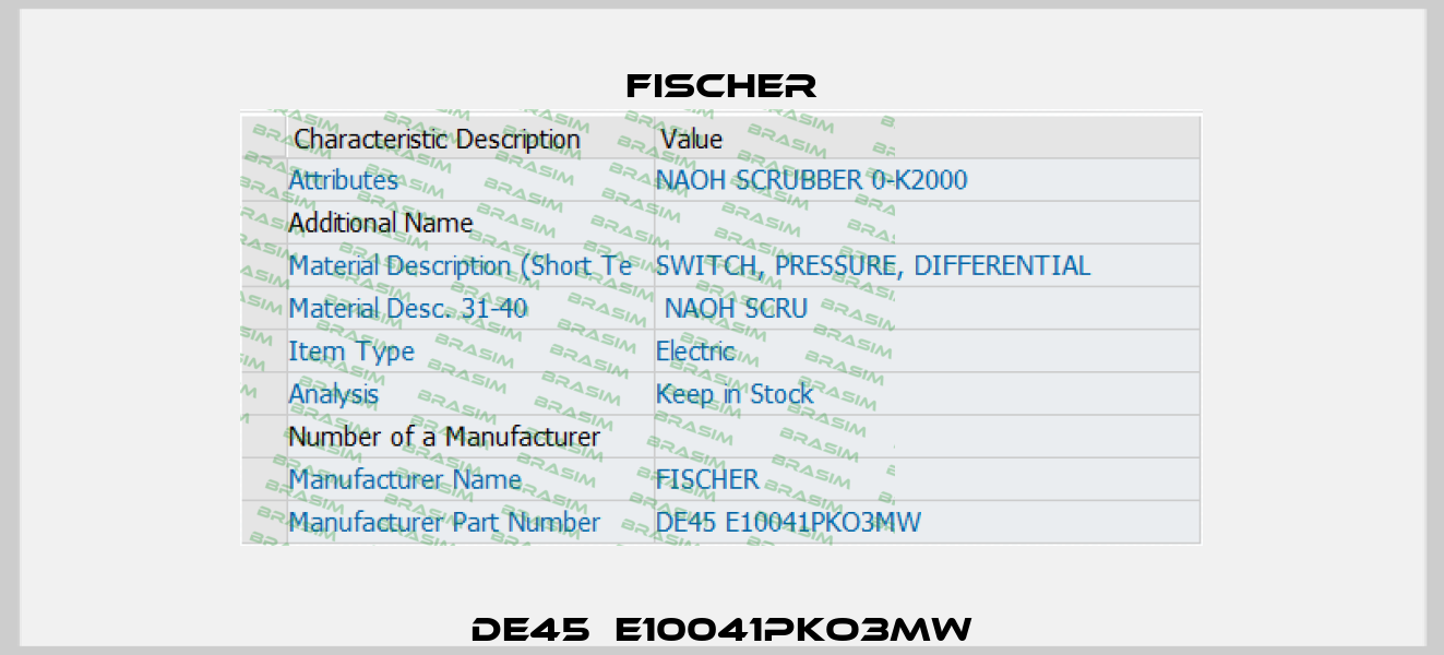 DE45  E10041PKO3MW Fischer