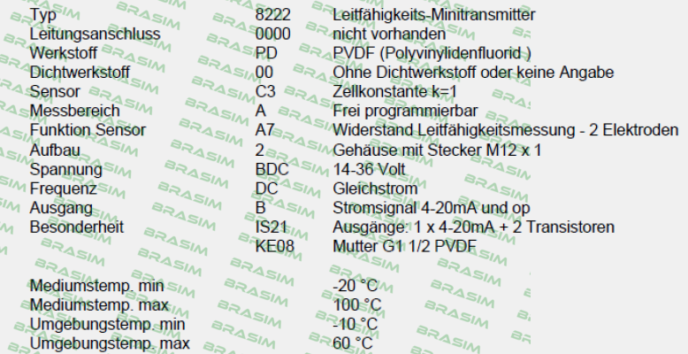 P/N: 00559612, Type: 8222-0000-PD00-C3-A-A7-2-BDC/DC-B * IS21+KE08 Burkert