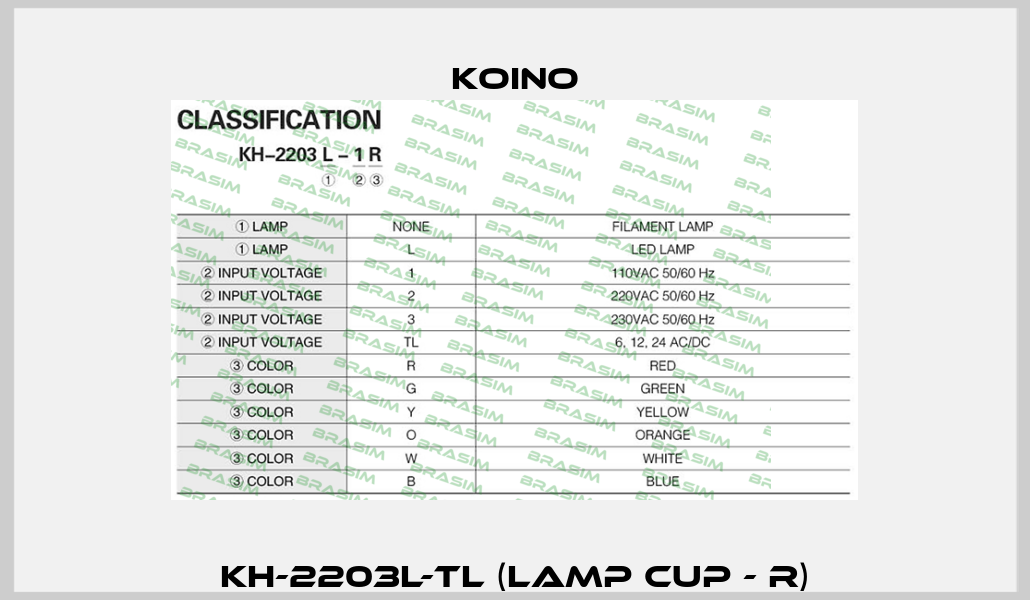 KH-2203L-TL (lamp cup - R) Koino
