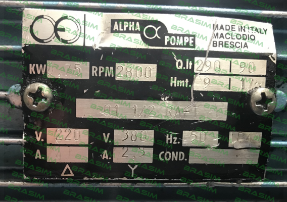 01 1/2 RA-T Alpha Pompe