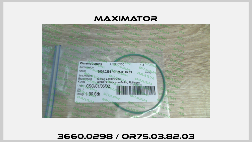 3660.0298 / OR75.03.82.03 Maximator